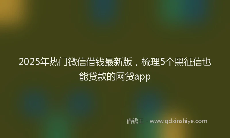 2025年热门微信借钱最新版，梳理5个黑征信也能贷款的网贷app