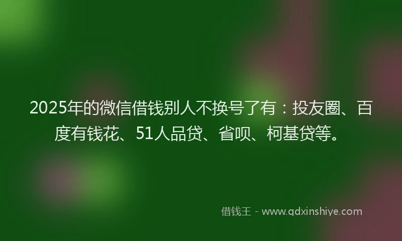2025年的微信借钱别人不换号了有：投友圈、百度有钱花、51人品贷、省呗、柯基贷等。