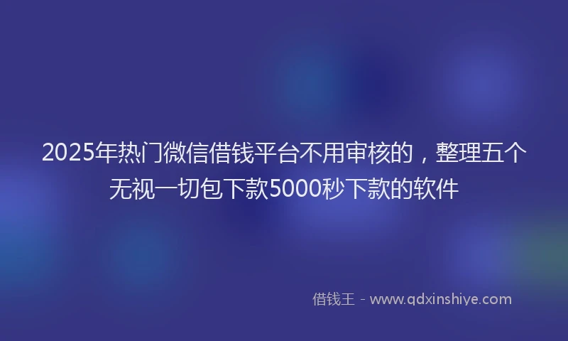 2025年热门微信借钱平台不用审核的，整理五个无视一切包下款5000秒下款的软件