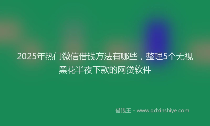 2025年热门微信借钱方法有哪些，整理5个无视黑花半夜下款的网贷软件