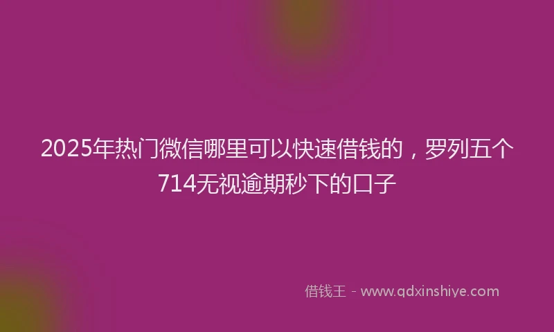 2025年热门微信哪里可以快速借钱的，罗列五个714无视逾期秒下的口子