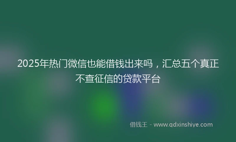 2025年热门微信也能借钱出来吗，汇总五个真正不查征信的贷款平台