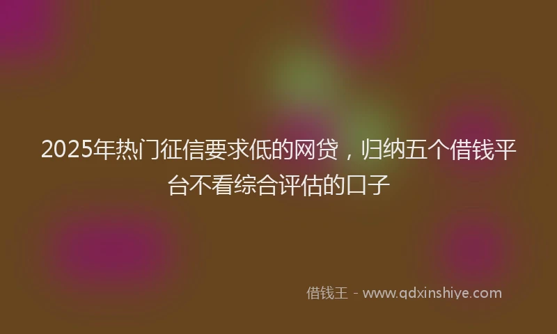 2025年热门征信要求低的网贷，归纳五个借钱平台不看综合评估的口子
