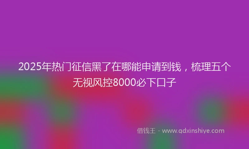 2025年热门征信黑了在哪能申请到钱，梳理五个无视风控8000必下口子