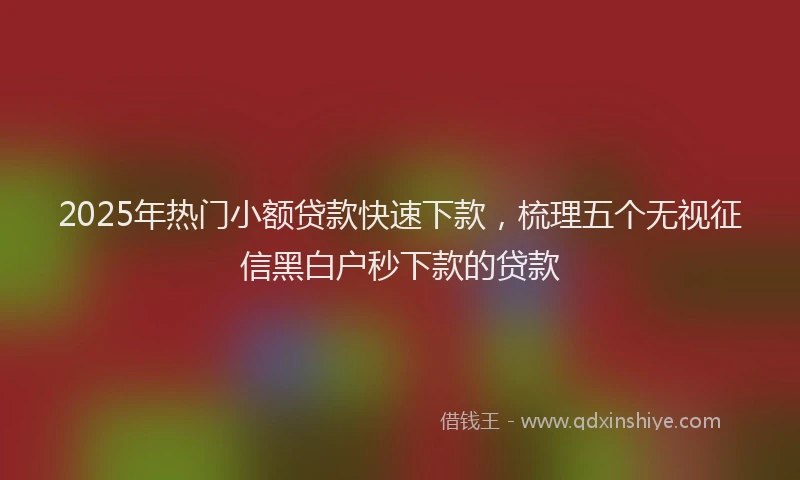 2025年热门小额贷款快速下款，梳理五个无视征信黑白户秒下款的贷款