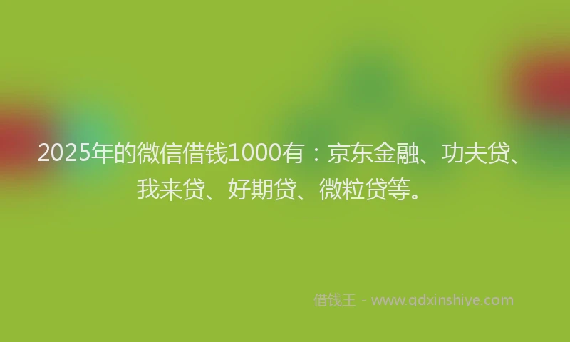 2025年的微信借钱1000有：京东金融、功夫贷、我来贷、好期贷、微粒贷等。