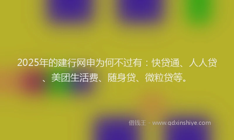 2025年的建行网申为何不过有：快贷通、人人贷、美团生活费、随身贷、微粒贷等。