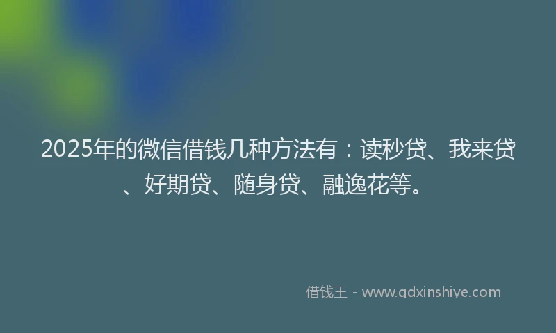 2025年的微信借钱几种方法有：读秒贷、我来贷、好期贷、随身贷、融逸花等。