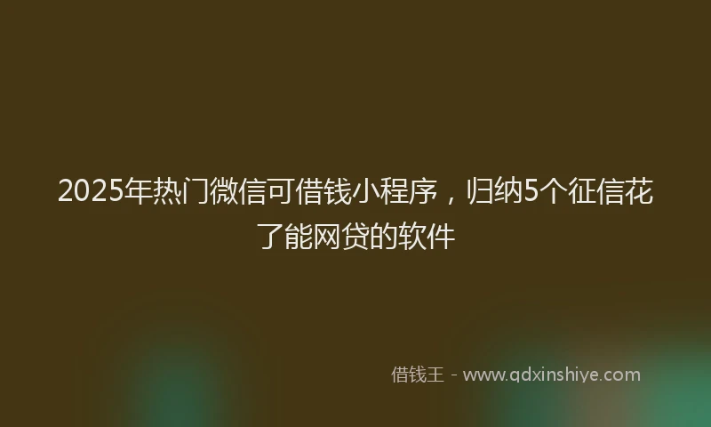 2025年热门微信可借钱小程序，归纳5个征信花了能网贷的软件