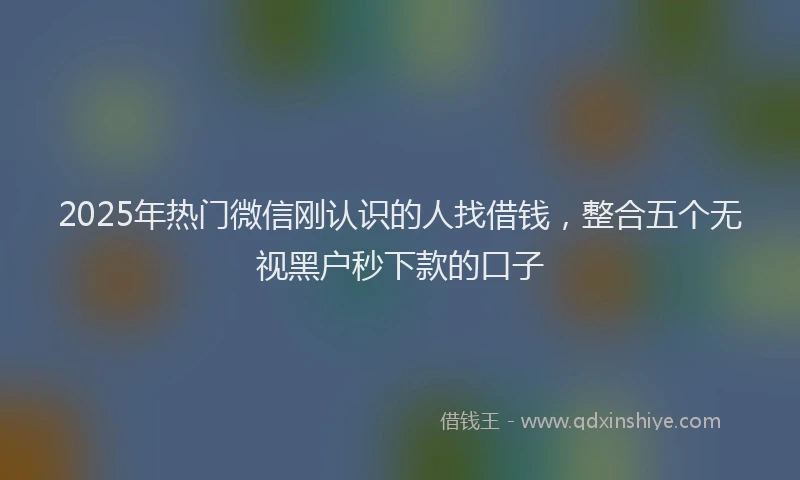2025年热门微信刚认识的人找借钱，整合五个无视黑户秒下款的口子