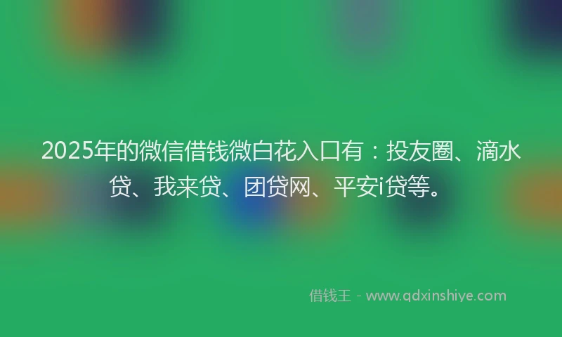 2025年的微信借钱微白花入口有：投友圈、滴水贷、我来贷、团贷网、平安i贷等。