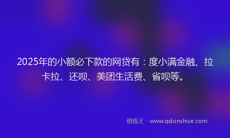 2025年的小额必下款的网贷有：度小满金融、拉卡拉、还呗、美团生活费、省呗等。