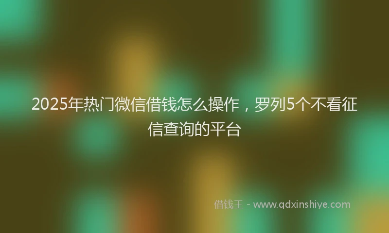 2025年热门微信借钱怎么操作，罗列5个不看征信查询的平台