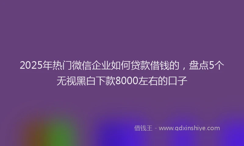 2025年热门微信企业如何贷款借钱的，盘点5个无视黑白下款8000左右的口子