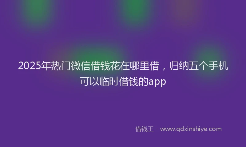 2025年热门微信借钱花在哪里借，归纳五个手机可以临时借钱的app