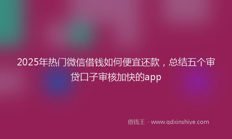 2025年热门微信借钱如何便宜还款，总结五个审贷口子审核加快的app