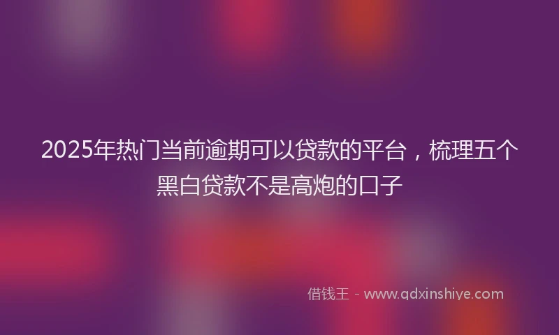 2025年热门当前逾期可以贷款的平台，梳理五个黑白贷款不是高炮的口子