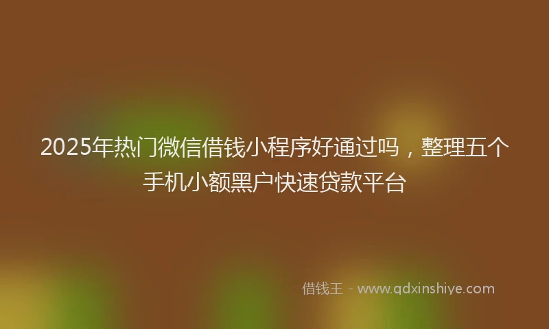 2025年热门微信借钱小程序好通过吗，整理五个手机小额黑户快速贷款平台