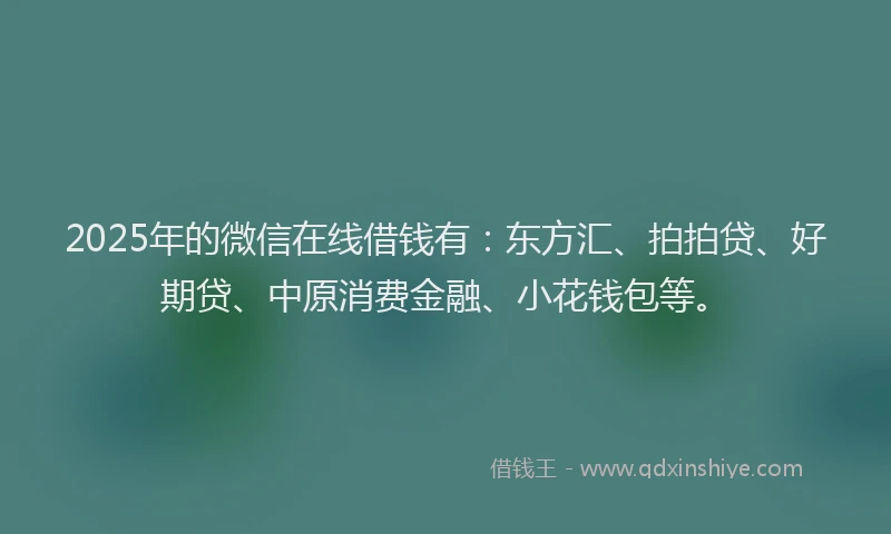 2025年的微信在线借钱有：东方汇、拍拍贷、好期贷、中原消费金融、小花钱包等。