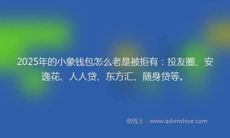 2025年的小象钱包怎么老是被拒有：投友圈、安逸花、人人贷、东方汇、随身贷等。