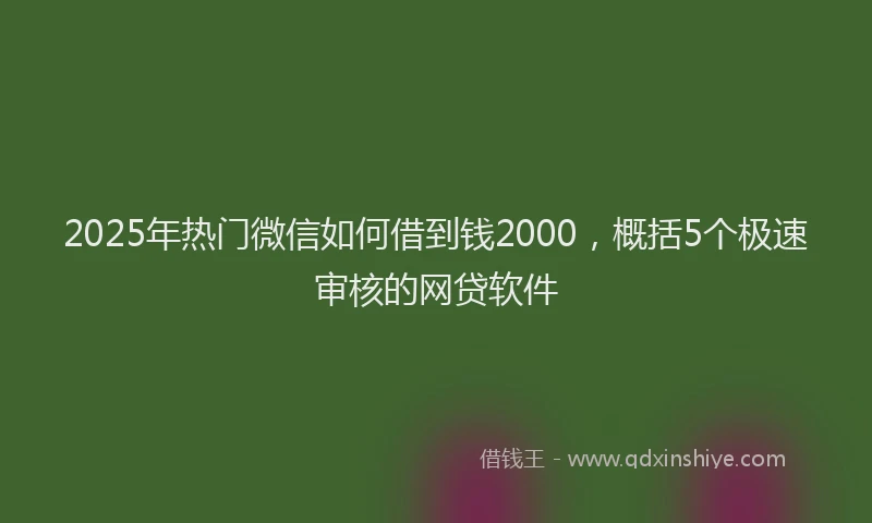 2025年热门微信如何借到钱2000，概括5个极速审核的网贷软件