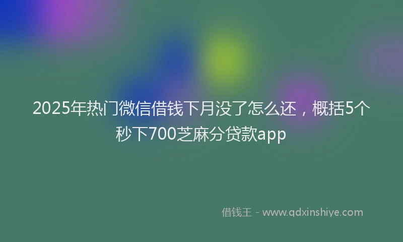 2025年热门微信借钱下月没了怎么还，概括5个秒下700芝麻分贷款app