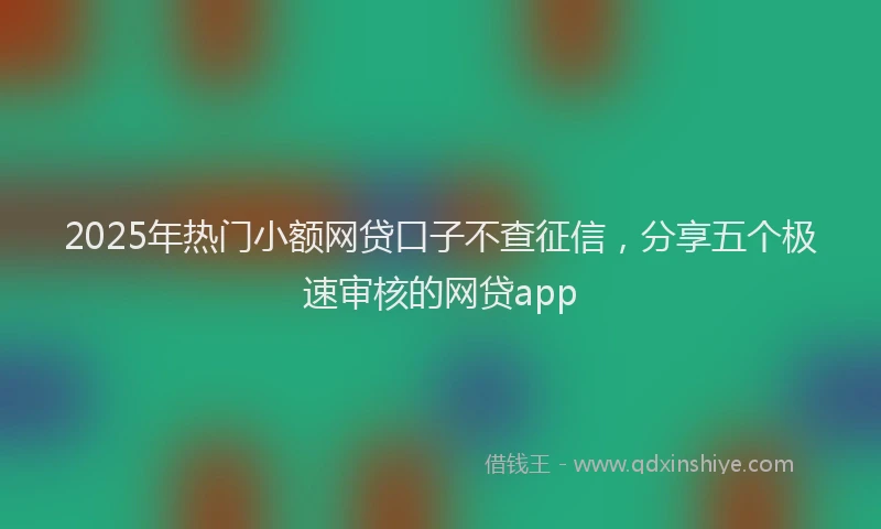 2025年热门小额网贷口子不查征信，分享五个极速审核的网贷app