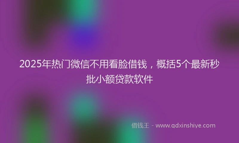 2025年热门微信不用看脸借钱，概括5个最新秒批小额贷款软件