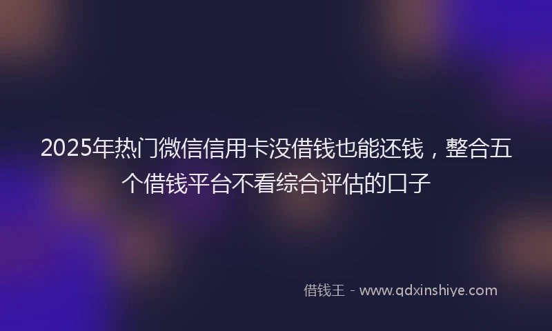 2025年热门微信信用卡没借钱也能还钱，整合五个借钱平台不看综合评估的口子