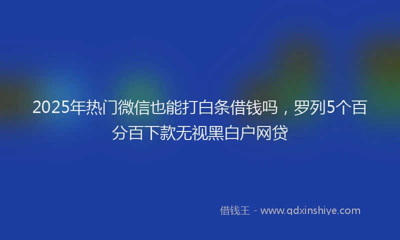 2025年热门微信也能打白条借钱吗，罗列5个百分百下款无视黑白户网贷