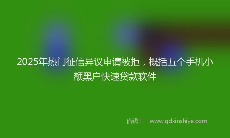 2025年热门征信异议申请被拒，概括五个手机小额黑户快速贷款软件