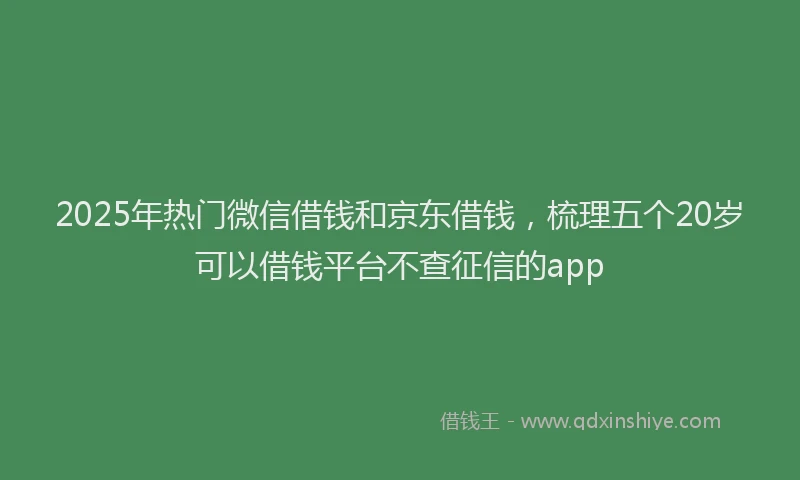 2025年热门微信借钱和京东借钱，梳理五个20岁可以借钱平台不查征信的app