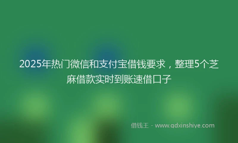 2025年热门微信和支付宝借钱要求，整理5个芝麻借款实时到账速借口子