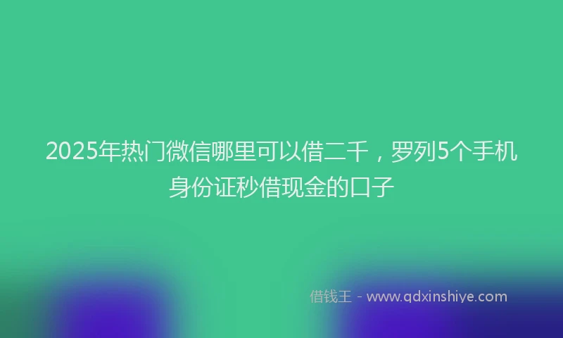 2025年热门微信哪里可以借二千，罗列5个手机身份证秒借现金的口子