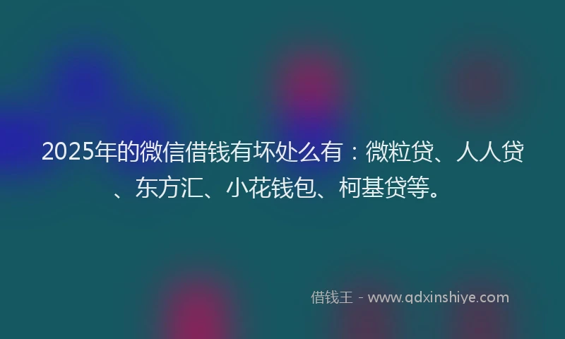 2025年的微信借钱有坏处么有：微粒贷、人人贷、东方汇、小花钱包、柯基贷等。