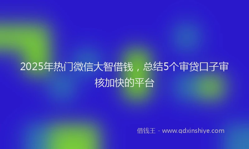2025年热门微信大智借钱，总结5个审贷口子审核加快的平台