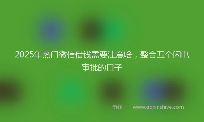 2025年热门微信借钱需要注意啥，整合五个闪电审批的口子