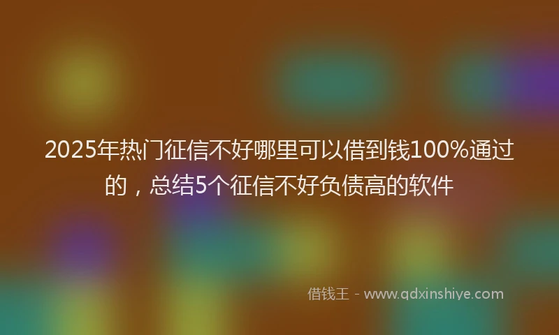2025年热门征信不好哪里可以借到钱100%通过的，总结5个征信不好负债高的软件