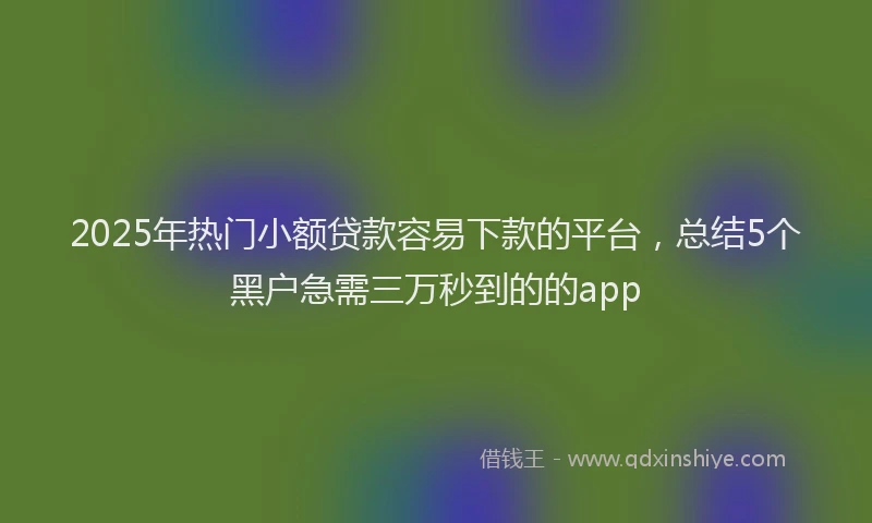 2025年热门小额贷款容易下款的平台，总结5个黑户急需三万秒到的的app