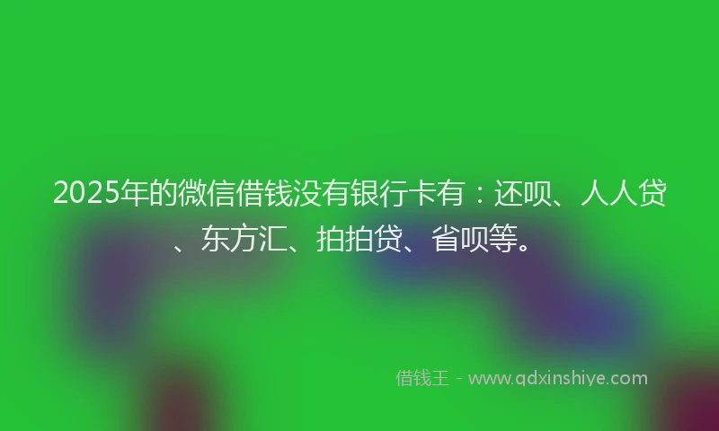 2025年的微信借钱没有银行卡有：还呗、人人贷、东方汇、拍拍贷、省呗等。