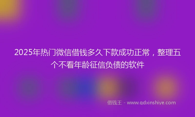 2025年热门微信借钱多久下款成功正常，整理五个不看年龄征信负债的软件