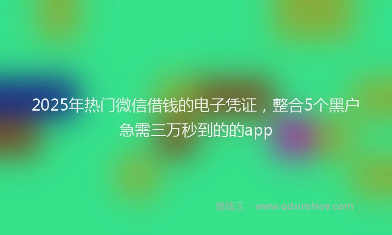 2025年热门微信借钱的电子凭证，整合5个黑户急需三万秒到的的app