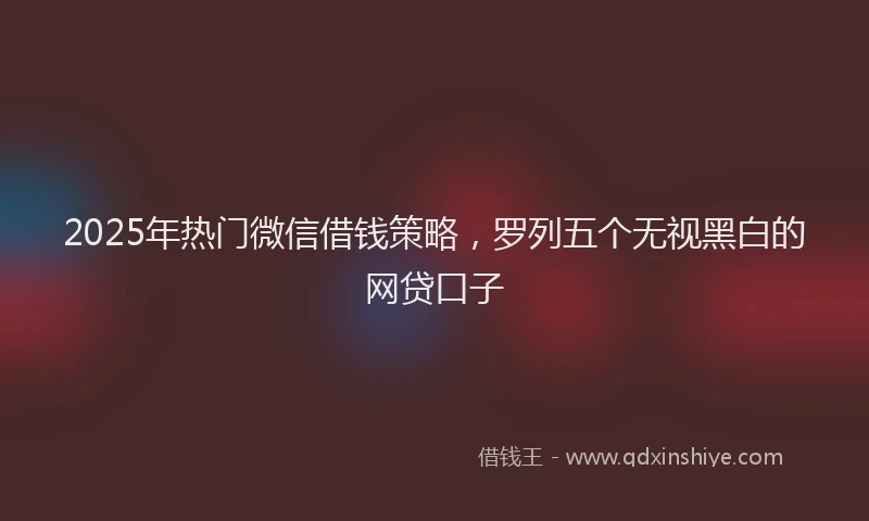 2025年热门微信借钱策略，罗列五个无视黑白的网贷口子