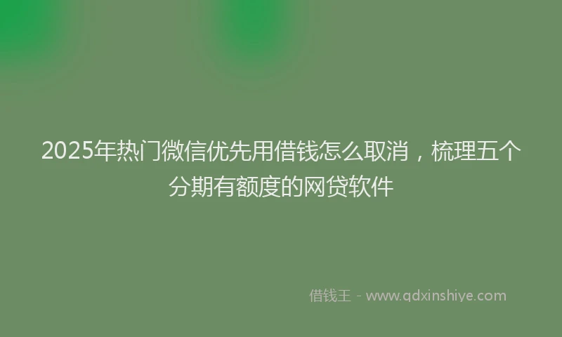 2025年热门微信优先用借钱怎么取消，梳理五个分期有额度的网贷软件