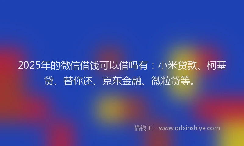 2025年的微信借钱可以借吗有：小米贷款、柯基贷、替你还、京东金融、微粒贷等。