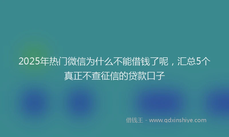 2025年热门微信为什么不能借钱了呢，汇总5个真正不查征信的贷款口子