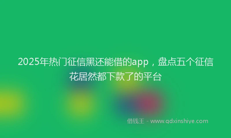 2025年热门征信黑还能借的app，盘点五个征信花居然都下款了的平台