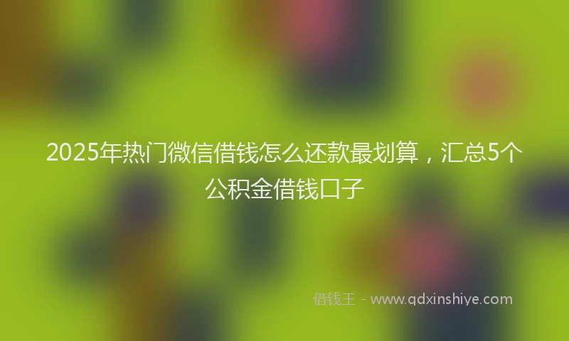 2025年热门微信借钱怎么还款最划算，汇总5个公积金借钱口子