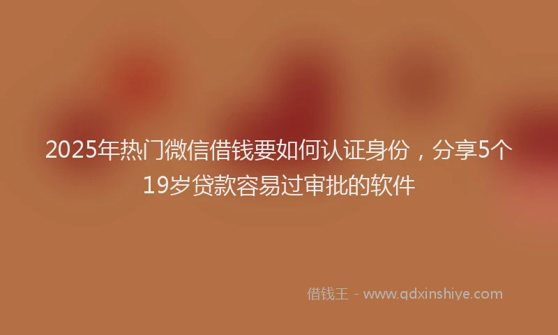 2025年热门微信借钱要如何认证身份，分享5个19岁贷款容易过审批的软件