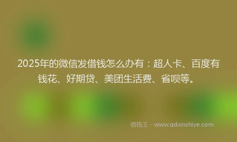 2025年的微信发借钱怎么办有：超人卡、百度有钱花、好期贷、美团生活费、省呗等。